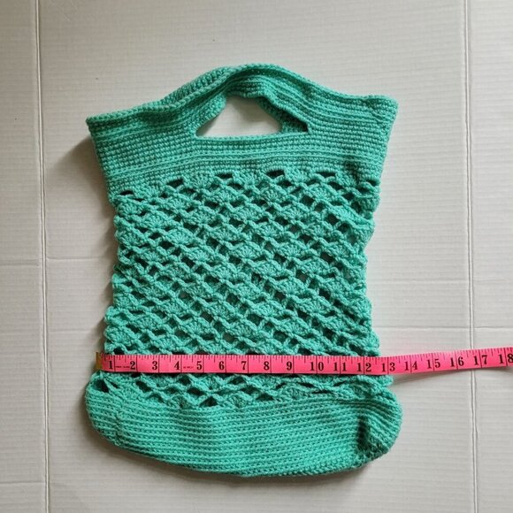 Crochet bag light green hand made knitted purse boho cottagecore knitting tote - Picture 8 of 9